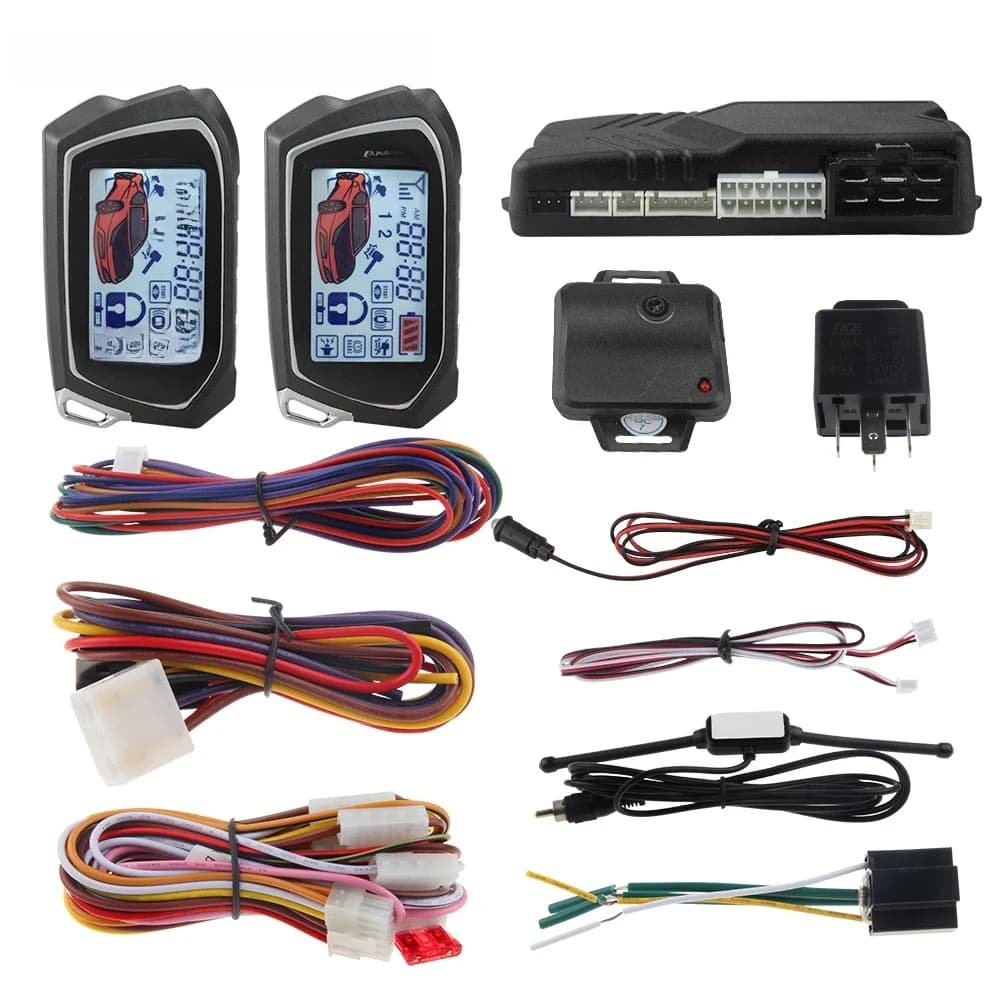 EASYGUARD-Système d'alarme de voiture universel, démarrage à distance, écran LCD, capteur de choc, accessoires de voiture, 2 voies