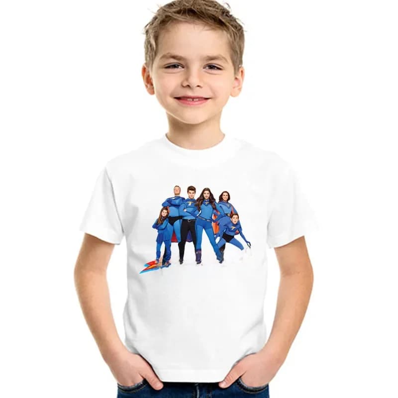 T-shirt imprimé des séries télévisées Thundermans pour enfants, vêtements d'été pour bébés filles et garçons, Streetwear à la mode pour enfants, Y-HKP5403