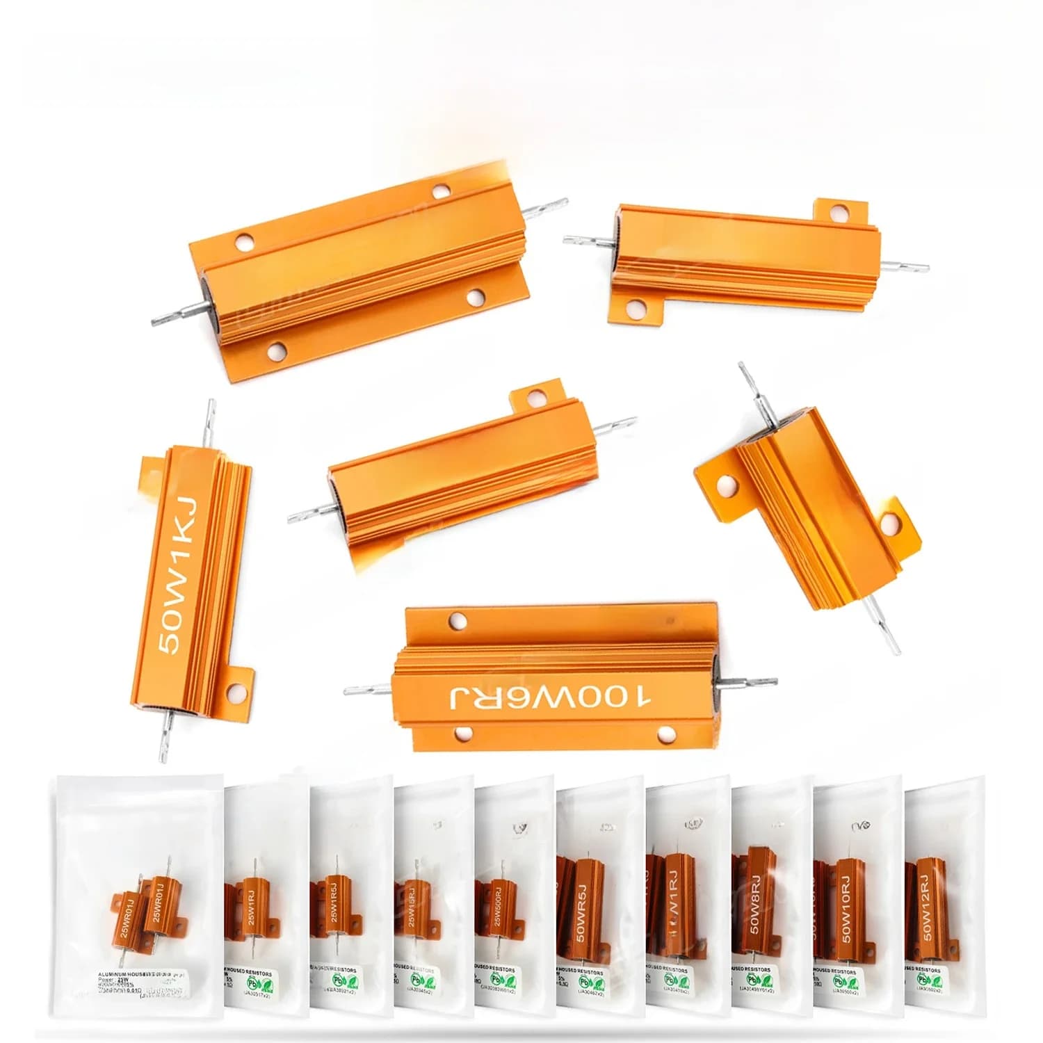 2 résistances bobinées haute puissance RX24 25W 50W 100W 0.01 - 10K, boîtier en aluminium, 0.5 1 4 6 8 10 20 25 100 150 200 300 500 1K Ohm