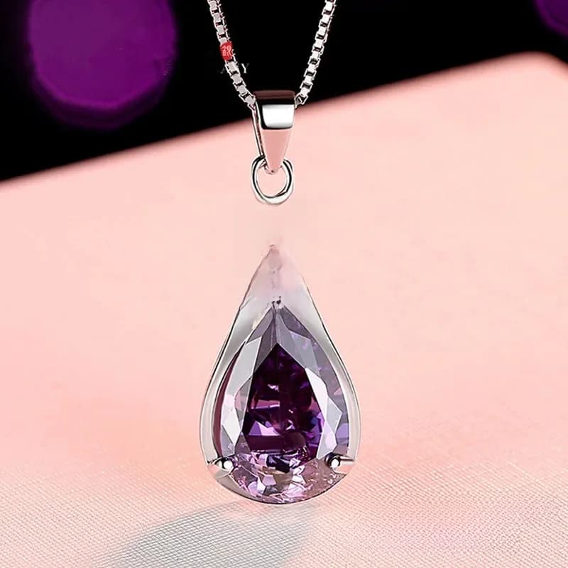 Buyee-Pendentif en pierre en argent regardé 925 pour femme, collier doux, naturel, alanding yst, mode fille, fête, bijoux fins