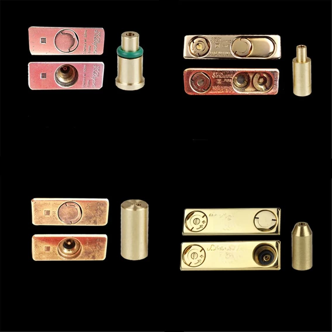 Buse de recharge en laiton et cuivre, adaptateur de gaz butane pour Dupont, capuchons jaune/rouge/vert/bleu, briquet, bricolage, réparation, pièce de rechange, 4 pièces/ensemble