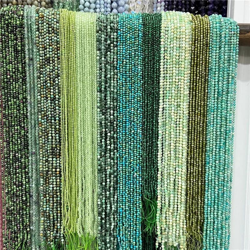 Petites perles en pierre naturelle à facettes de 2 ou 3MM, quartz vert, Section Unakite, perle d'espacement ample pour fournitures de fabrication de bijoux, vente en gros