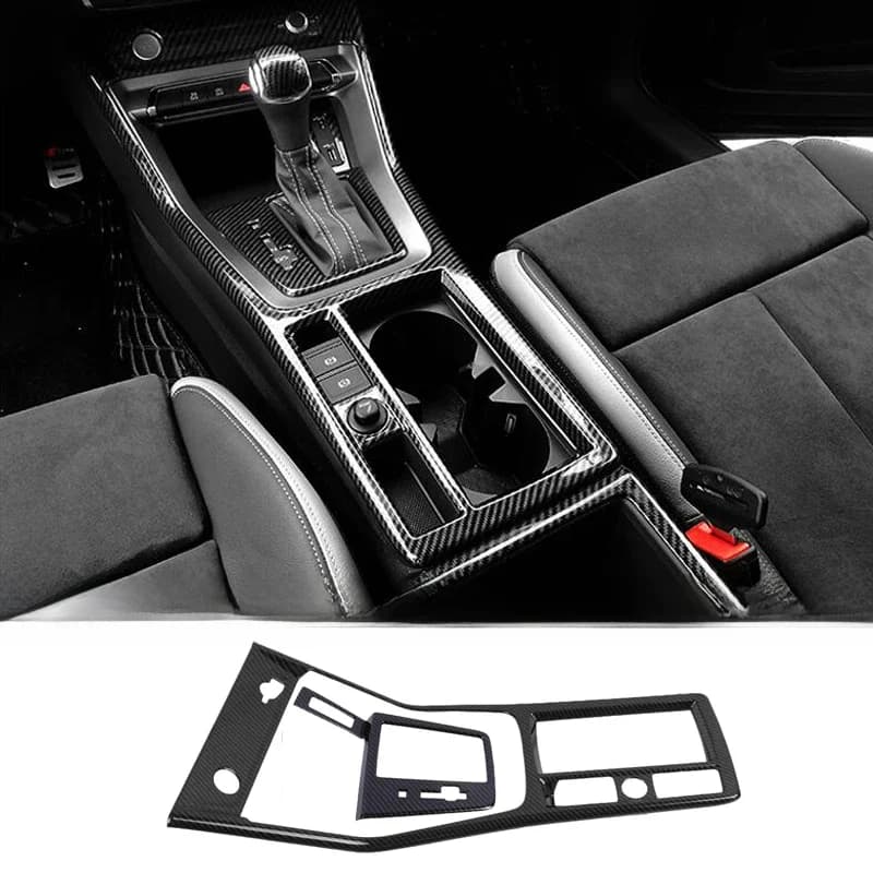 Autocollant de couverture de panneau de changement de vitesse de console centrale d'appui-main de limitation de fibre de carbone, style de voiture pour Audi Q3 2019, accessoires intérieurs