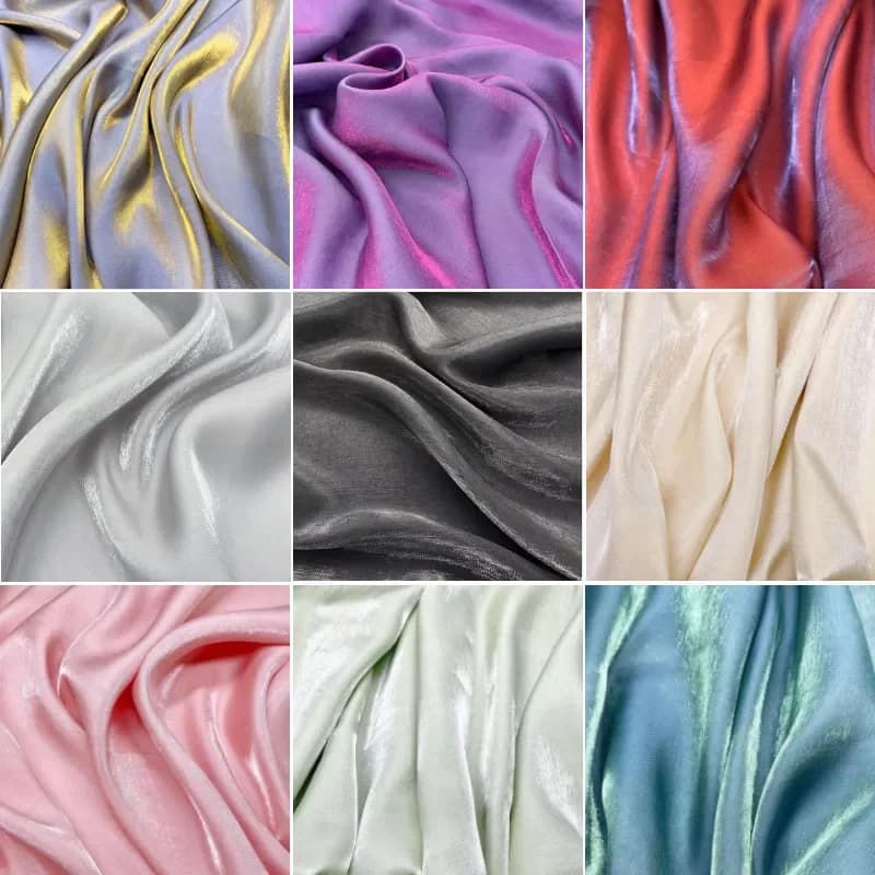 Tissu satiné mercerisé pour document nickel é, organza scintillant, gril inirisé brillant, matériel de couture pour robe