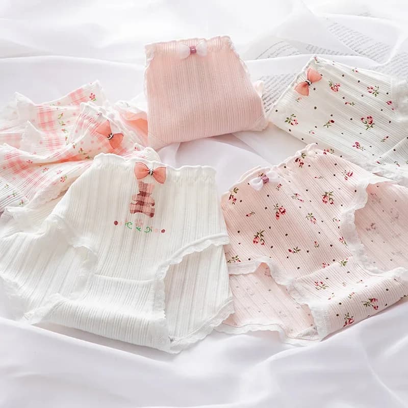 Sous-vêtements en coton pour femmes, culotte Sexy en dentelle, slip avec nœud en fil, taille moyenne, sans couture, confortable, Lingerie féminine