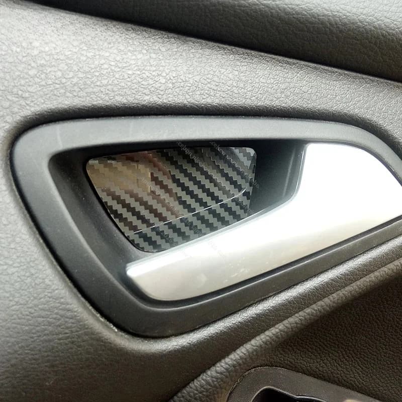 Couvercle de Poignée de Porte Intérieure en Acier Inoxydable, Couleur Fibre de Carbone, pour Ford Focus MK3 RS ST 2012-2018, 4 Pièces