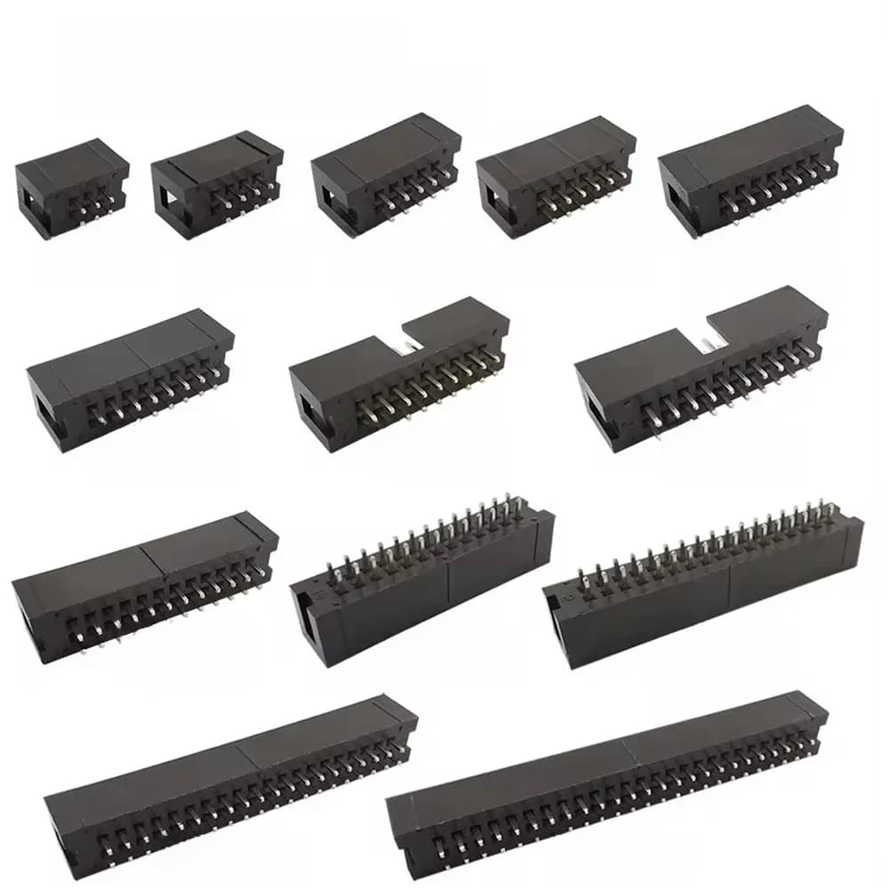 10 pièces IDC boîte en-tête 6/8/10/12/14/16/18/20/24/26/30/34/40/50Pin connecteur IDC prises 2.54mm pas double rangée droite DC3 prises