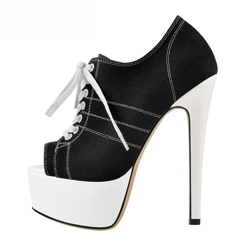DALTolmaker-Bottes à plateforme pour femmes, Peep Parker, Bottes de rinçage à talons hauts, Bottes à lacets Stiletto, Chaussons sexy, Grande taille