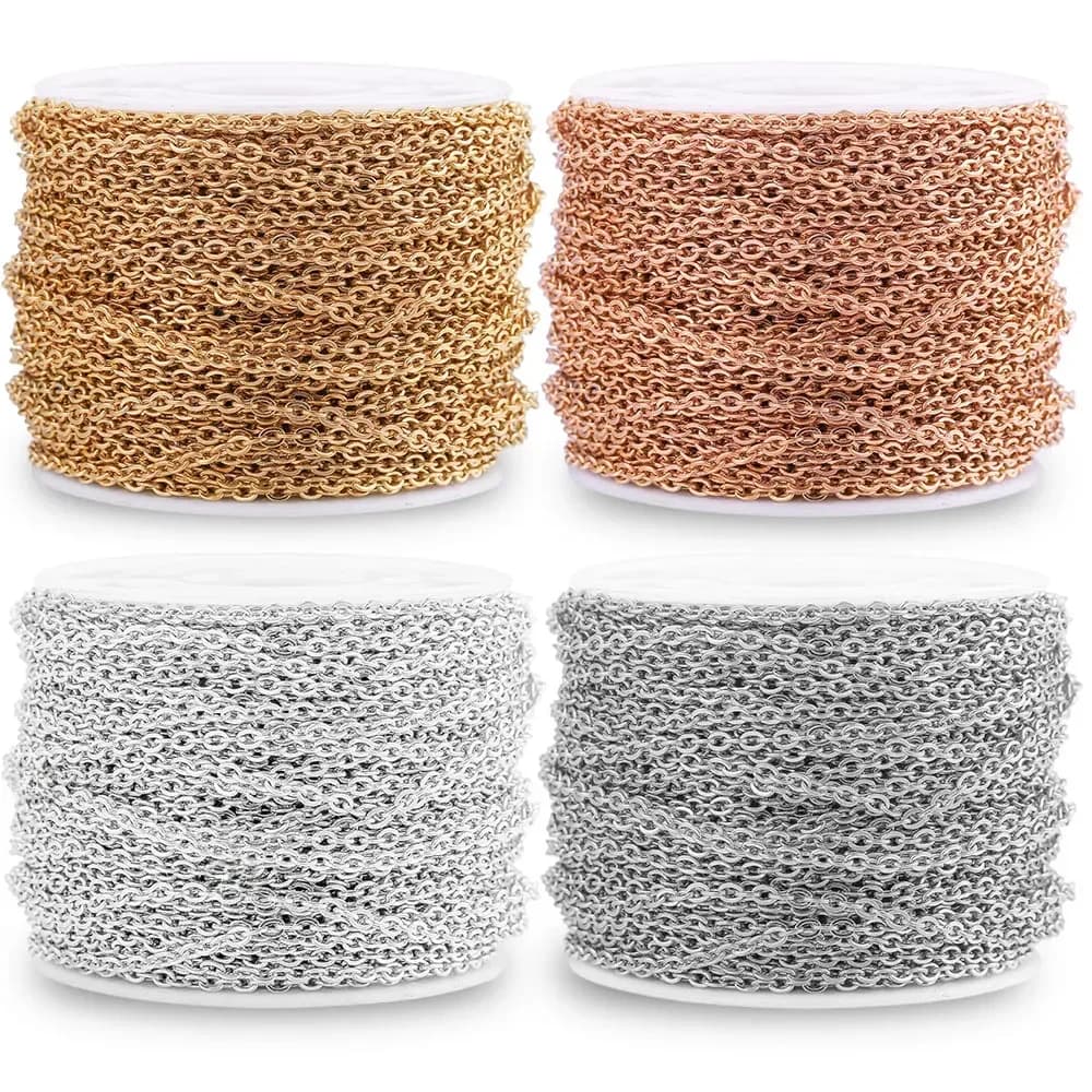 Chaîne en acier inoxydable de 2m pour la fabrication de bijoux, câble, chaînes en or Rose et argent, collier pour bricolage, résultats de bijoux, vente en gros
