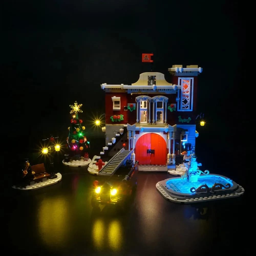 Ensemble de lumières LED pour cadeau de noël, Village d'hiver, Station de pompiers, voiture de ville, jouets DIY, blocs cadeaux, briques, Kit d'éclairage, pas de modèle, 10263