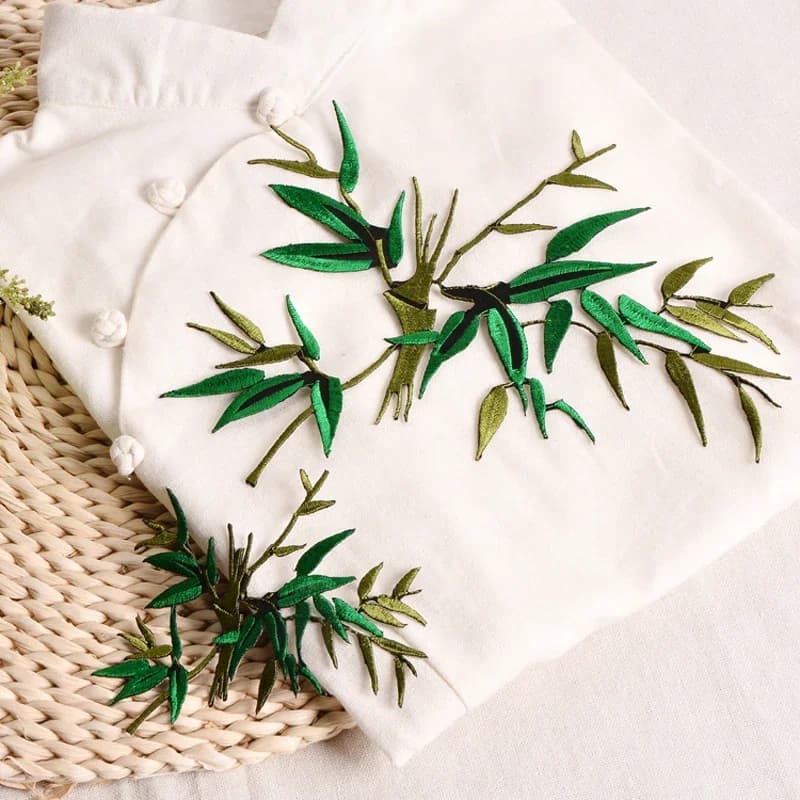 1 pièce Patch thermocollant en bambou pour vêtements, applique à coudre, broderie, badges DIY pour vestes, robes, t-shirts