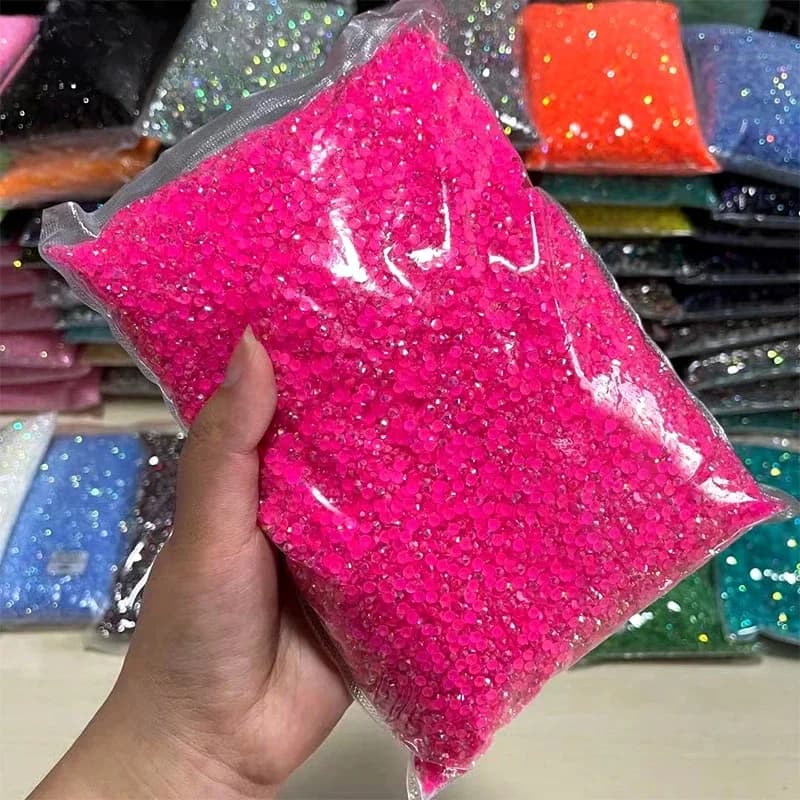JUNAO vente en gros 2mm 3mm 4mm 5mm 6mm gelée Rose AB résine Strass Flatback bricolage pierres en vrac Non correcteur à chaud ongles Strass cristal