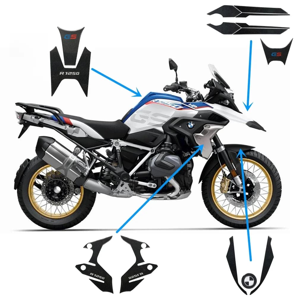 Autocollant d'emblème de carénage 3D, autocollant de carrosserie de moto, autocollants de décoration pour BMW R1250 GS R 1250 GS R 1250GS HP, kits complets