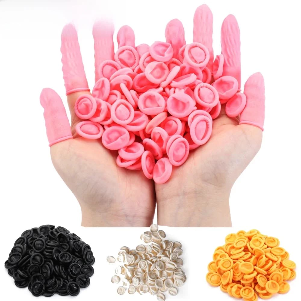 Gants de protection du bout des doigts de poulet en caoutchouc, couvre-doigts non alds, outil durable, lits noirs, roses, blancs, jaunes, oranges, 100 pièces