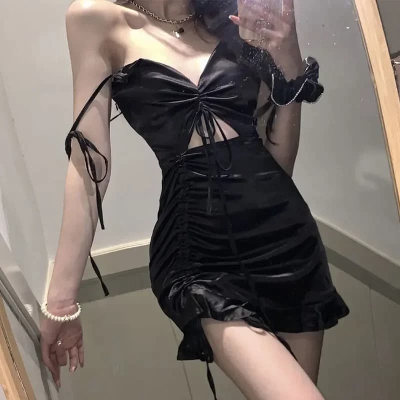 Robe de Soirée en Satin Noir Sexy, Tenue de Soirée Élégante, Décontractée, Vintage, avec Bretelles à Nministériels d, Streetwear Éducatif XL, Été 2021