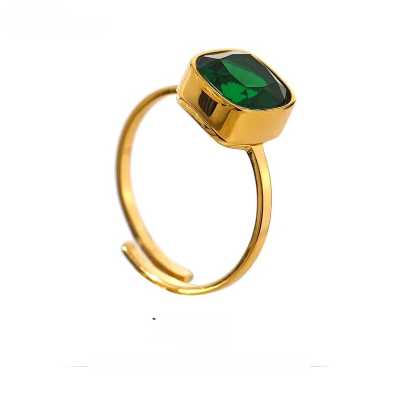 Yhpup – bague réglable en acier inoxydable pour femmes, bijoux de tempérament en verre et cristal, doigt de fiançailles en métal 18 K, cadeau Unique