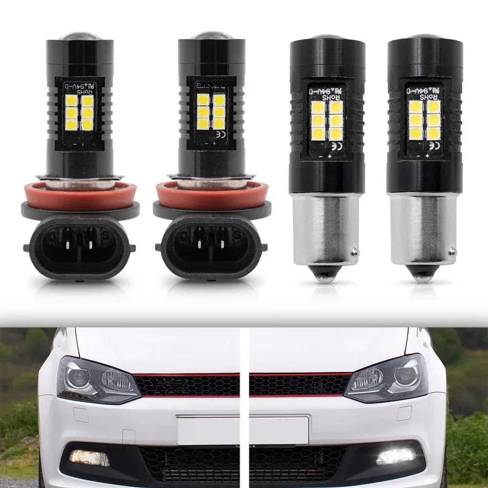 Enquêter diurne LED et ampoule antibrouillard LED, blanc, mise à jour 09-17, VW Polo Mk5 Gti Hatch 6R 6C 61, P21W 1156 BA15S DRL, 2 pièces