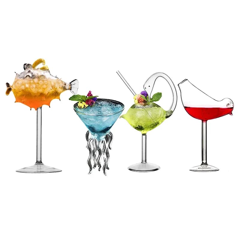 Verre à Cocktail créatif-porc-porcupine poisson/cygne/Rose/octopus/oiseau Design verre à Cocktail, tasse de boisson nouveauté pour KTV Bar soirée