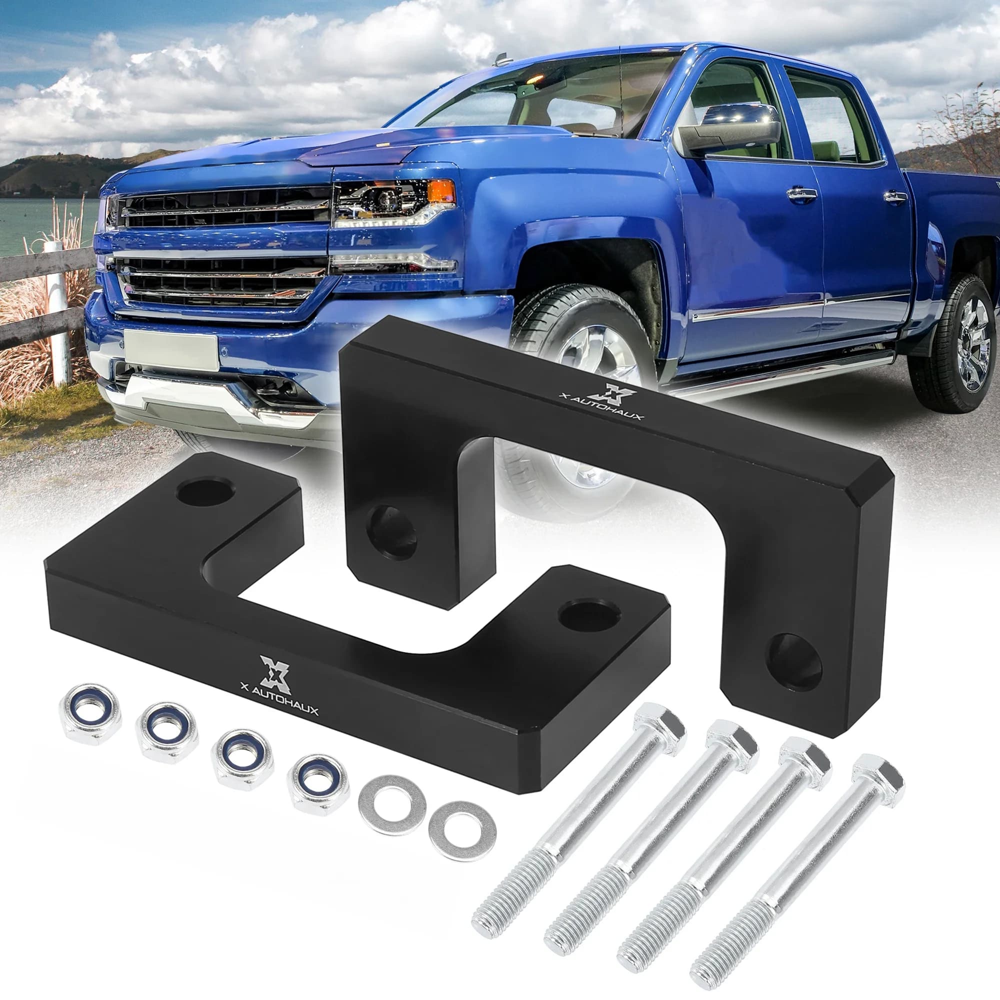 Kit de rehausse de suspension avant X Autohaux 1 pouce avec entretoises de ressort pour Chevrolet Silverado 1500 et GMC Sierra 1500