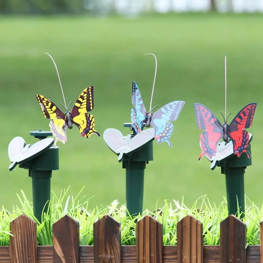 Fausse papillon volant flottant à énergie solaire, ornement sur piquet de jardin, danse, papillons flottants, décoration de maison pour terres agricoles