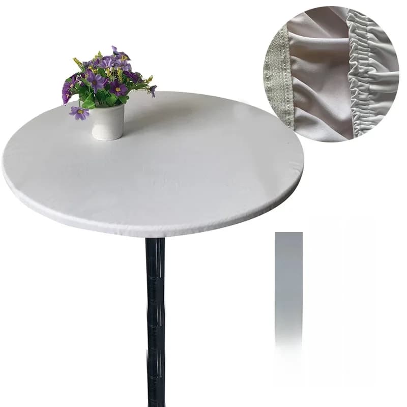 Juste de Table Ronde Imperméable à l'Huile, Protection de Gril, Nappe en Polyester, Ajustée, avec Bords artificiel astiques