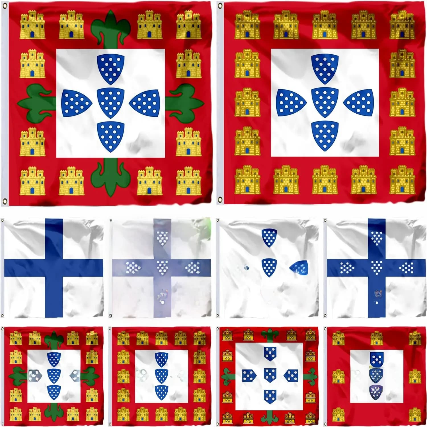 Portugal Manuel I drapeau alternatif portugais 4x4FT 120x120cm Polyester Double couture haute qualité OCC bannière verte 21X21CM