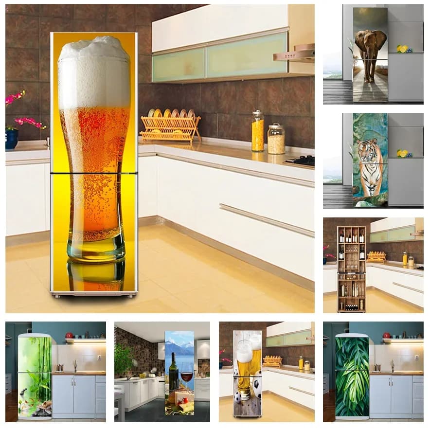 Papier peint autocollant imperméable pour chope de bière, autocollant de réfrigérateur, décoration de cuisine, affiche de réfrigérateur, autocollant mural bricolage, parfait