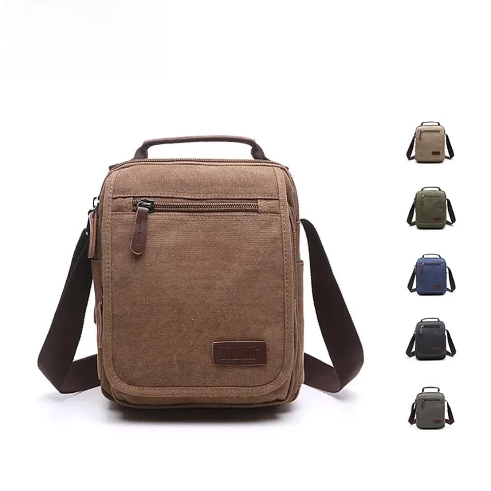 Sac à main carré vertical en toile de couleur unie, petit format, sac à bandoulière pour homme