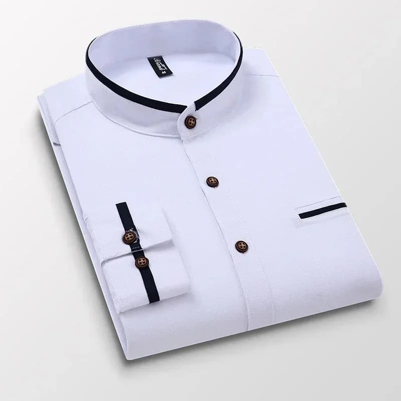 TFETTERS automne chemise à manches longues hommes chemises surdimensionnées hommes conception de poche Style coréen col montant chemise mince vêtements pour hommes