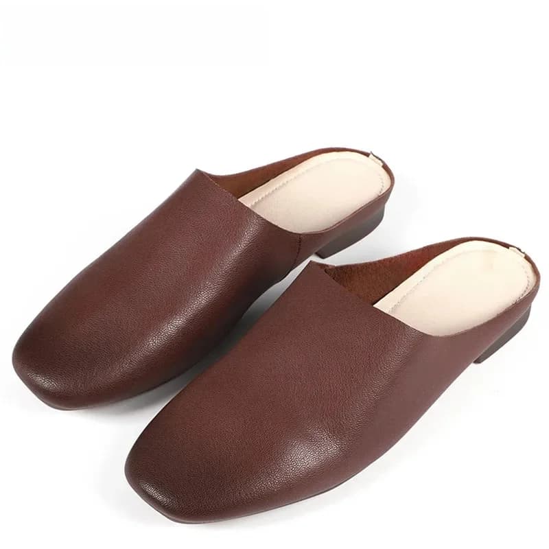 Careaymade – pantoufles d'été 100% en cuir véritable pour femmes, couleurs à la mode, chaussures paresseuses confortables et décontractées, demi-pantoufles plates faites à la main