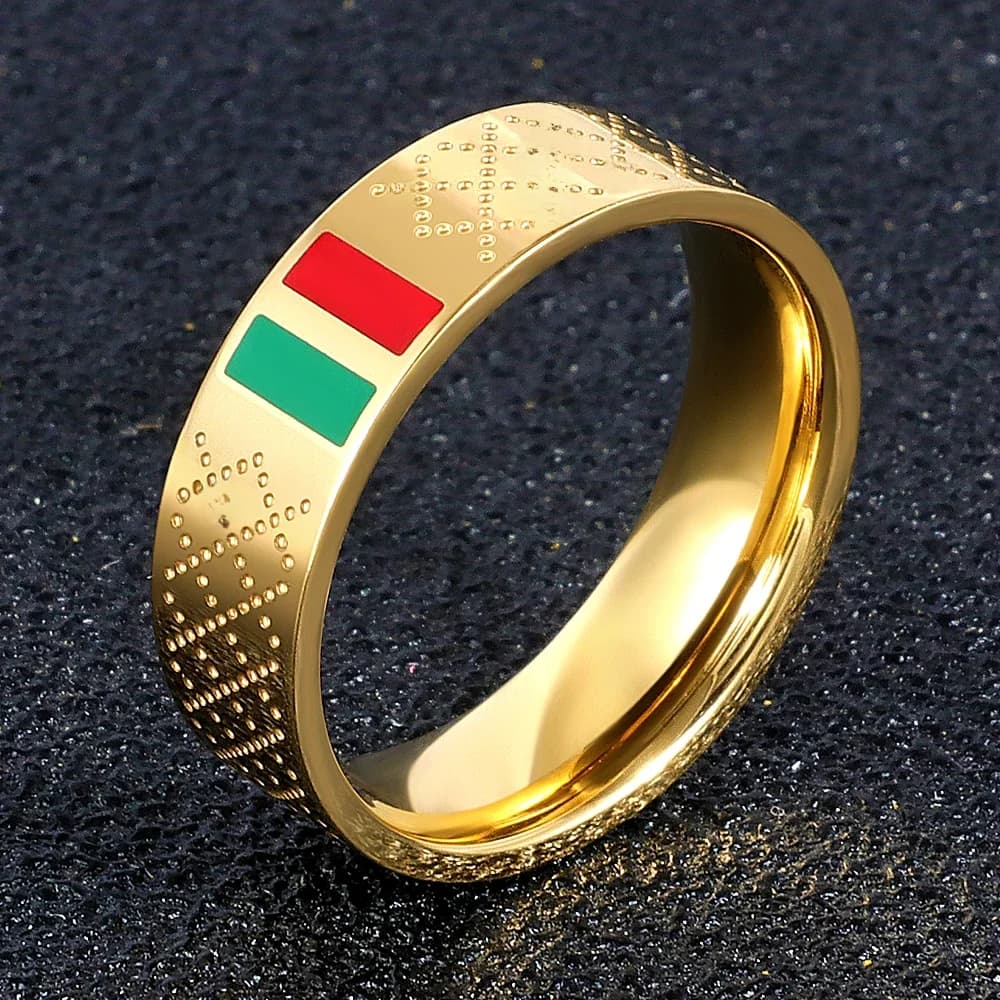 Zalman-Bague en émail vert et rouge pour homme et femme, acier inoxydable, or 18 carats, bijoux de mariage, accessoires de couple, document luxueux