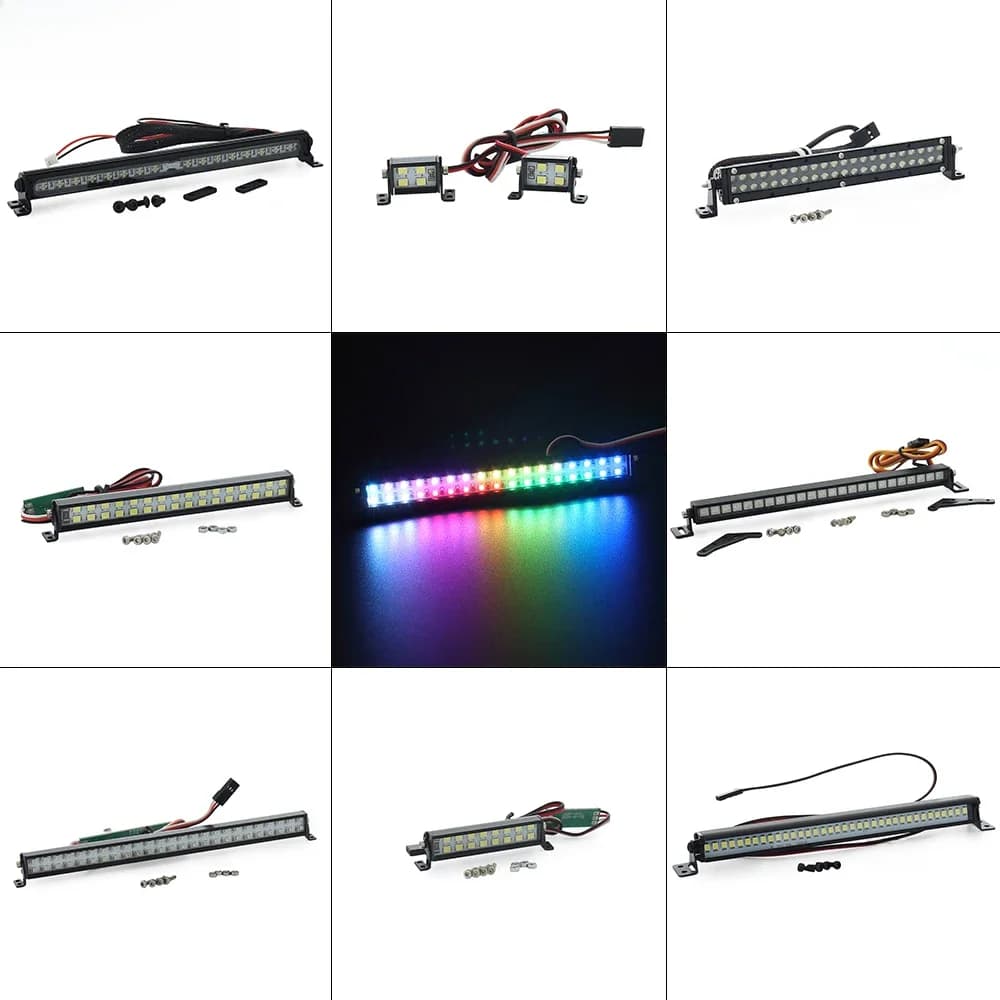Barre lumineuse LED pour toit de voiture RC, lumières blanches/colorées, Mode réglable pour 1/10 chenille Wrangler SCX10 Wraith Capra TRX4 TRX6 CC01 TF2