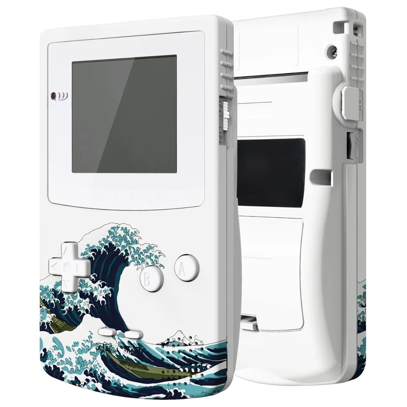 EXtremeRate-Coque de remplacement complète avec boutons, version améliorée IPS, pour document délibérément garçon, pour GBC-The Great Wave