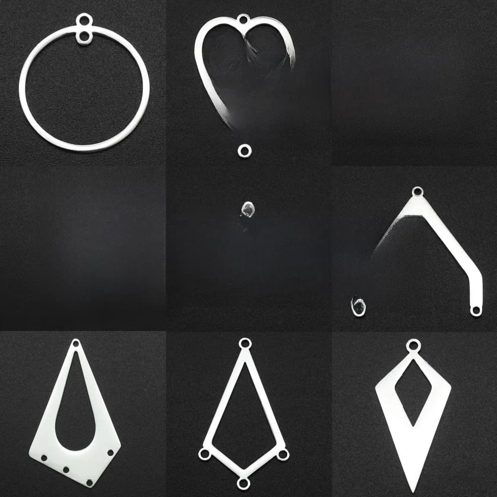 Lot de 10 connecteurs de boucles d'oreilles géométriques en acier inoxydable 316, breloques pendentifs DIY, vente en gros, couleur inaltérable