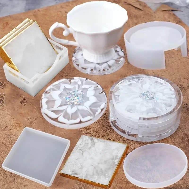 SNASAN Moule en silicone pour sous-verre, boîte de rangement en résine, outil de fabrication de bijoux DIY fait main, moule en résine époxy cristalline