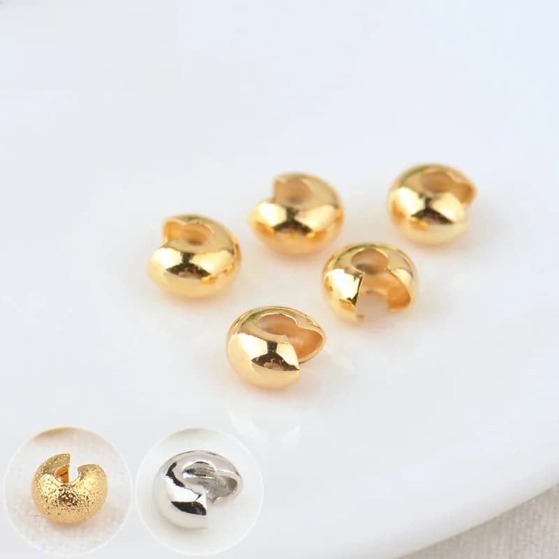 (3824)20 pièces 3.5x4MM 5.6x6.4MM 24K couleur or chaîne à billes en laiton fermoirs connectés couverts pour la fabrication de colliers accessoires de bijoux