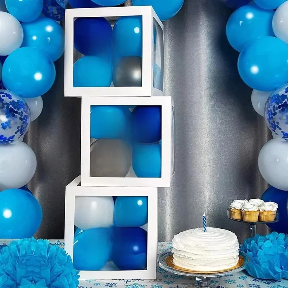 Boîte à ballons transparente avec lettres, décorations de fête d'anniversaire de mariage, réception-cadeau pour bébé, garçon et fille, décor de boîte à ballons pour 1er anniversaire d'un an