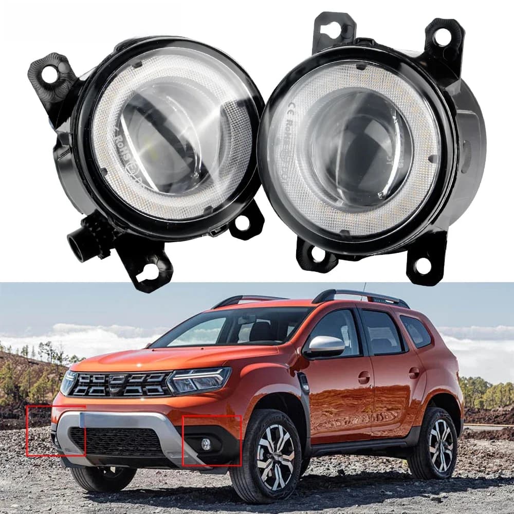 Assemblage de phares antibrouillard de pare-chocs avant de voiture, LED Angel Eye DRL, feux diurnes, 30W, 12V, Renault Duster 2010-2020, 2 pièces