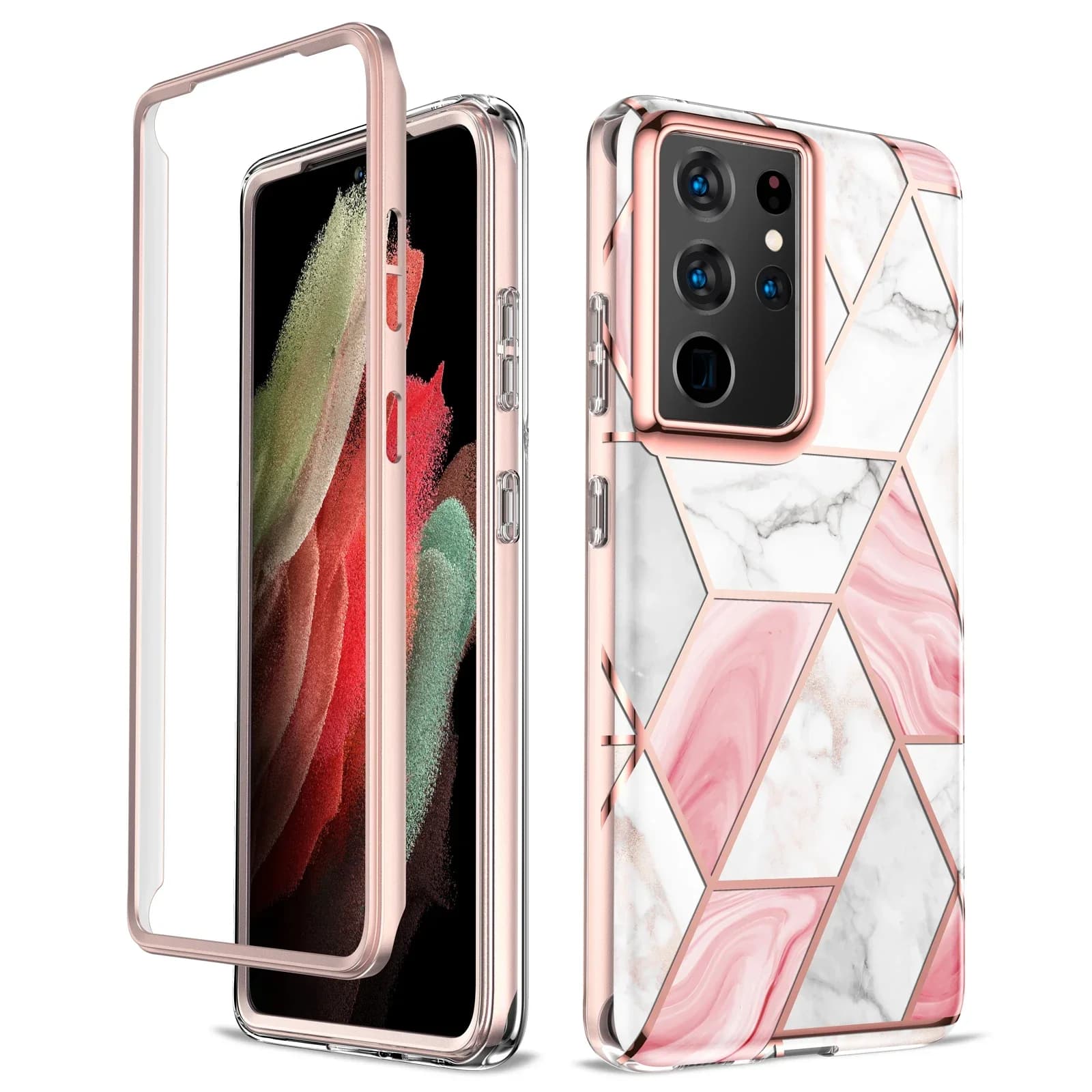 Étui en Silicone plaqué de luxe pour Samsung Galaxy S24 S23 S22 S21 Ultra Note 20 S10E, coque arrière de téléphone géométrique en marbre souple