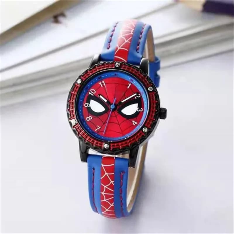 Montre de dessin animé pour enfants, horloge pour élèves du primaire, Spiderman, montre à Quartz, pointeur lumineux, montre-bracelet pour garçons