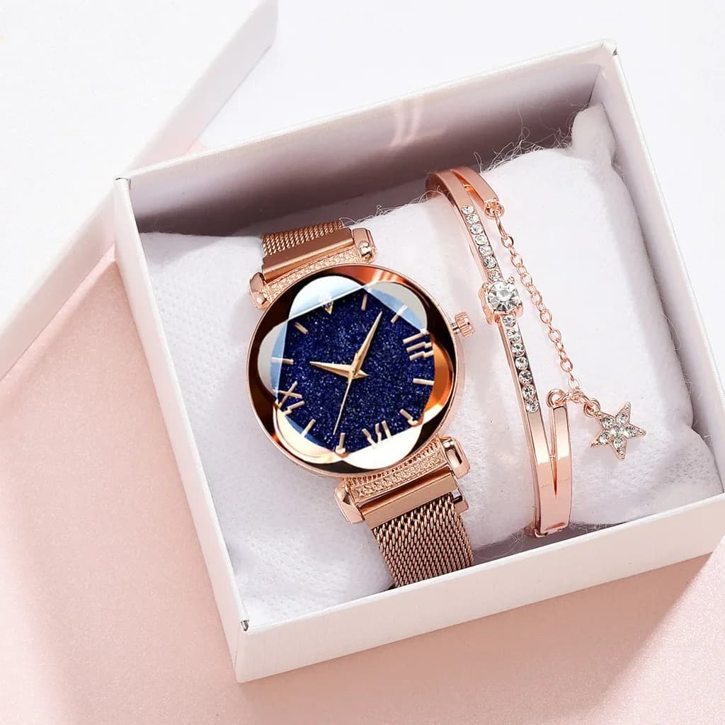 Montres à quartz élégantes, belles montres décontractées, montres pour femmes, montre-bracelet ciel étoilé pour femmes