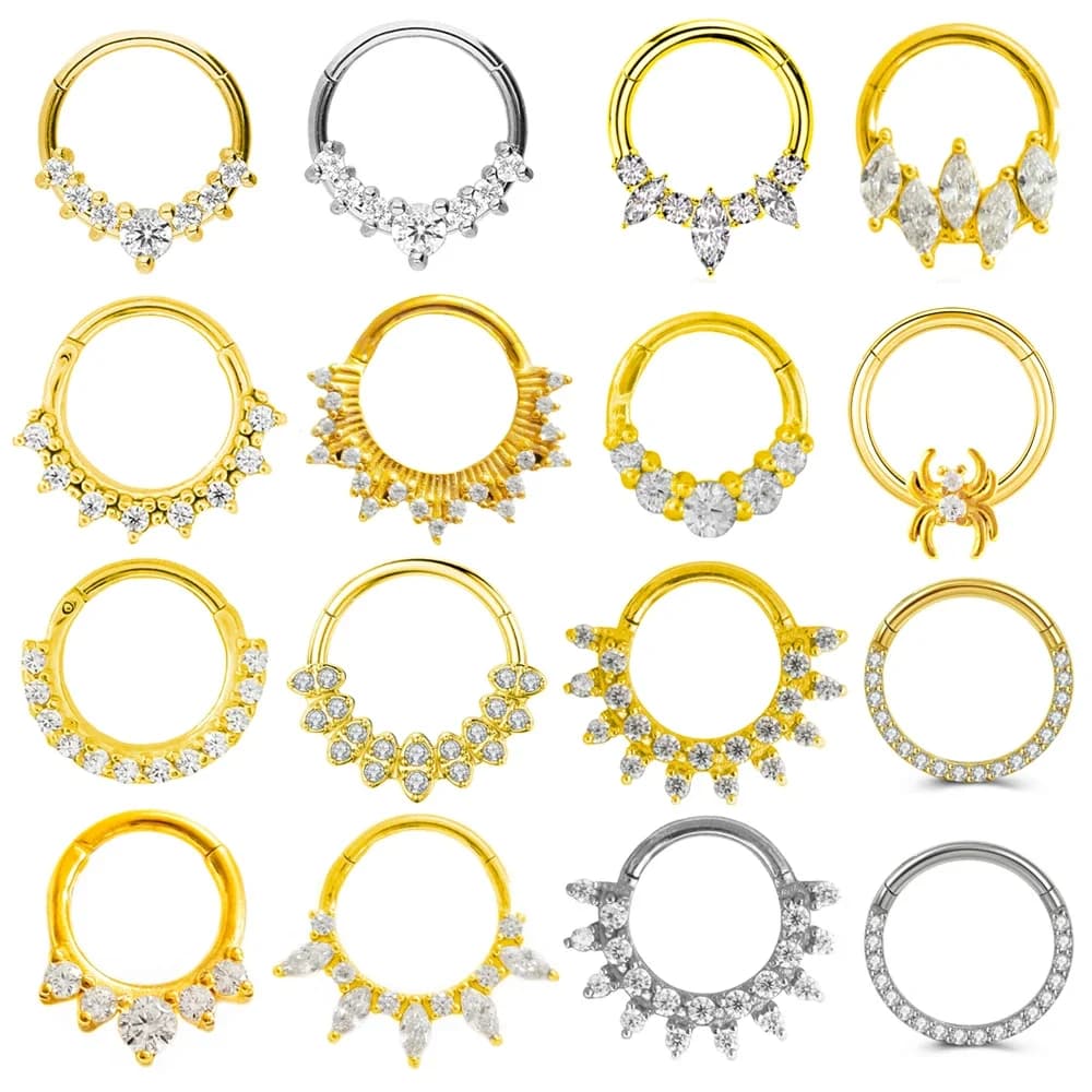 Anneau de nez en acier chirurgical 316L, Zircon, Septum, Clicker, oreille, Cartilage, Helix, cerceau Daith, bijoux de perçage pour le corps