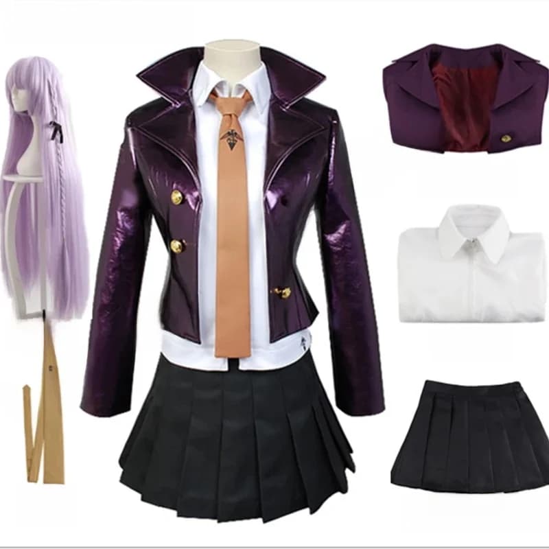 LacauchCos Anime Danganronpa Kyoko Kirigiri Cosplay Costume robe ensemble avec femmes Halloween perruque jupe courte veste chemise cravate