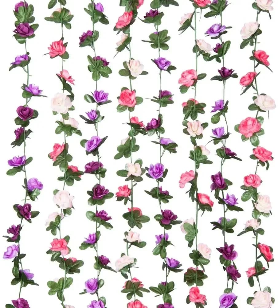 Guirxiété de Fleurs Artificielles, Fausse Vigne, Lierre Rose, Maison, Bureau, Mariage, ix, Jardin, Artisanat, Décoration Artistique, 2m, 45 Têtes, 1Pc