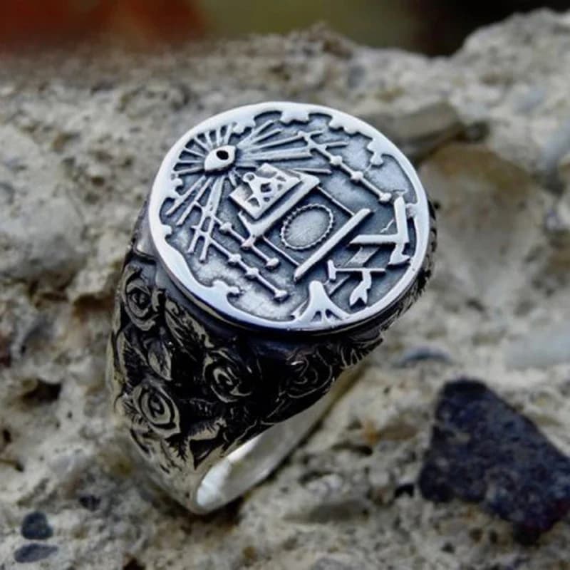 Bague de franc-maçon en acier inoxydable 316L, cadeau de fête, symbole maçonnique, pour hommes, chevaliers de maçonnerie, bijoux templiers OSR818