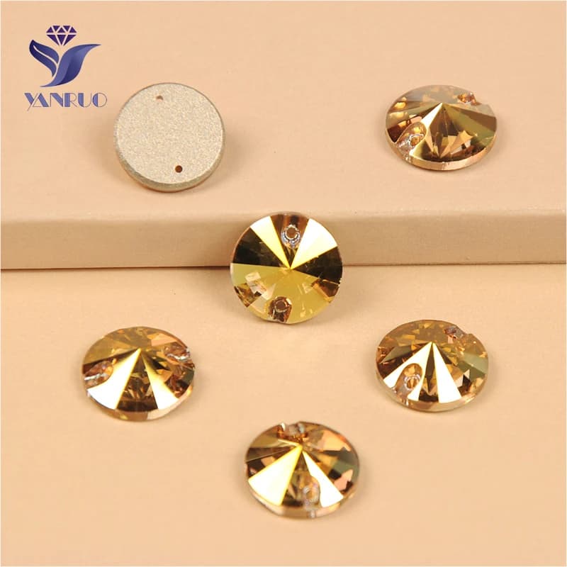YANRUO 3200 toutes tailles métallique soleil Rivoli bricolage cristaux dos plat cousus pierres Strass verre Strass pour l'artisanat