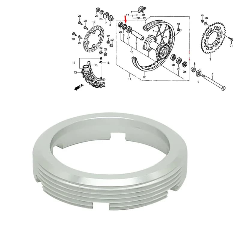 Retenue de roulement de roue arrière, pour HONDA CR125 CR250 CRF450R CRF250R CRF250X CRF450X