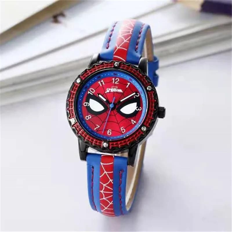 Montre de dessin animé pour enfants, horloge pour élèves du primaire, Spiderman, montre à Quartz, pointeur lumineux, montre-bracelet pour garçons