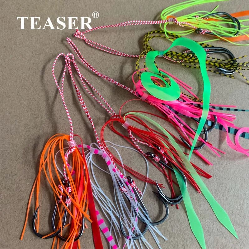 TEASER-Hameçons d'assistance Madai Kabura, jupes en silicone Tai, rubans de filaments, différentes couleurs, gabarits coulissants, T64.Sinker