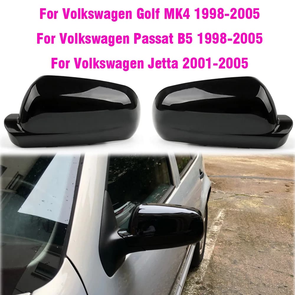 Couvercles de rétroviseurs pour Vw Golf Mk4 Passat B5 1998-2005 Jetta 2001 2002 2003 2004, ABS en Fiber de carbone noir brillant